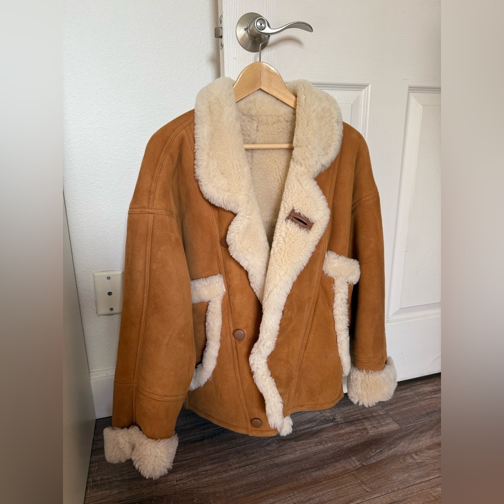 SANDRO Royal 100% Shearling Leather Jacket - Picture 11 of 14